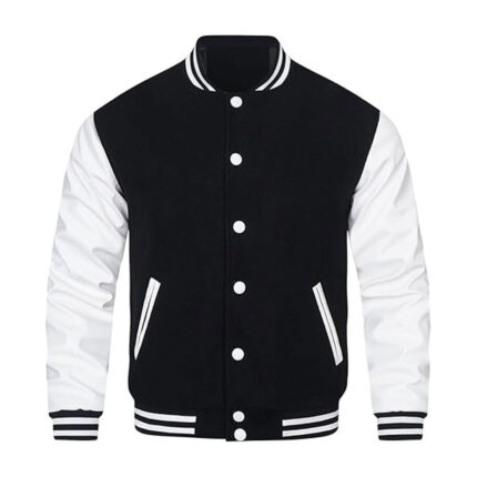 Mens Varsity Jackets Faux Leather Sleeve Letterman Boys College Baseball Jacket