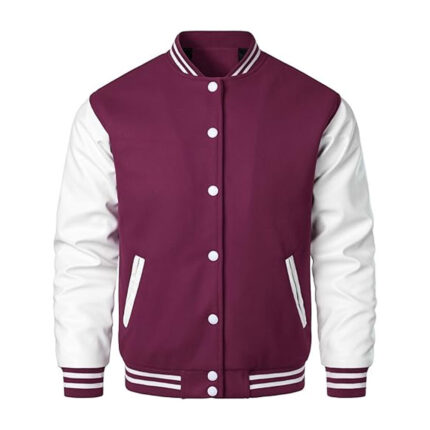 Mens Varsity Jackets Faux Leather Sleeve Letterman Boys College Baseball Jacket