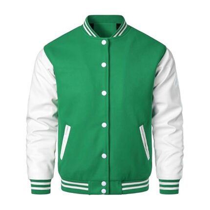 arsity Jackets Faux Leather Sleeve