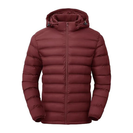 Men's Lightweight Puffer Jacket Detachable Hooded Water Resistant Puffy Winter