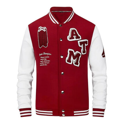 Men's Varsity Jacket Vintage Baseball Button Jackets Long Sleeve with Letters Casual Coats for Men