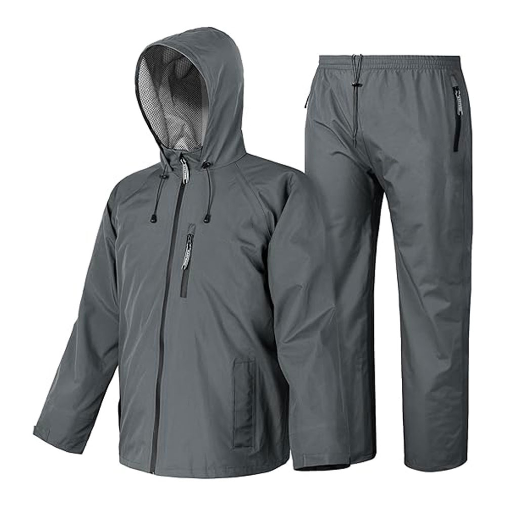 01-7 Rain Suit, Waterproof Breathable Lightweight 2 Pieces Rainwear - Image 1