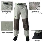 Mens Womens Waist Waders,3-Ply Durable Breathable Waterproof Pants - Image 2