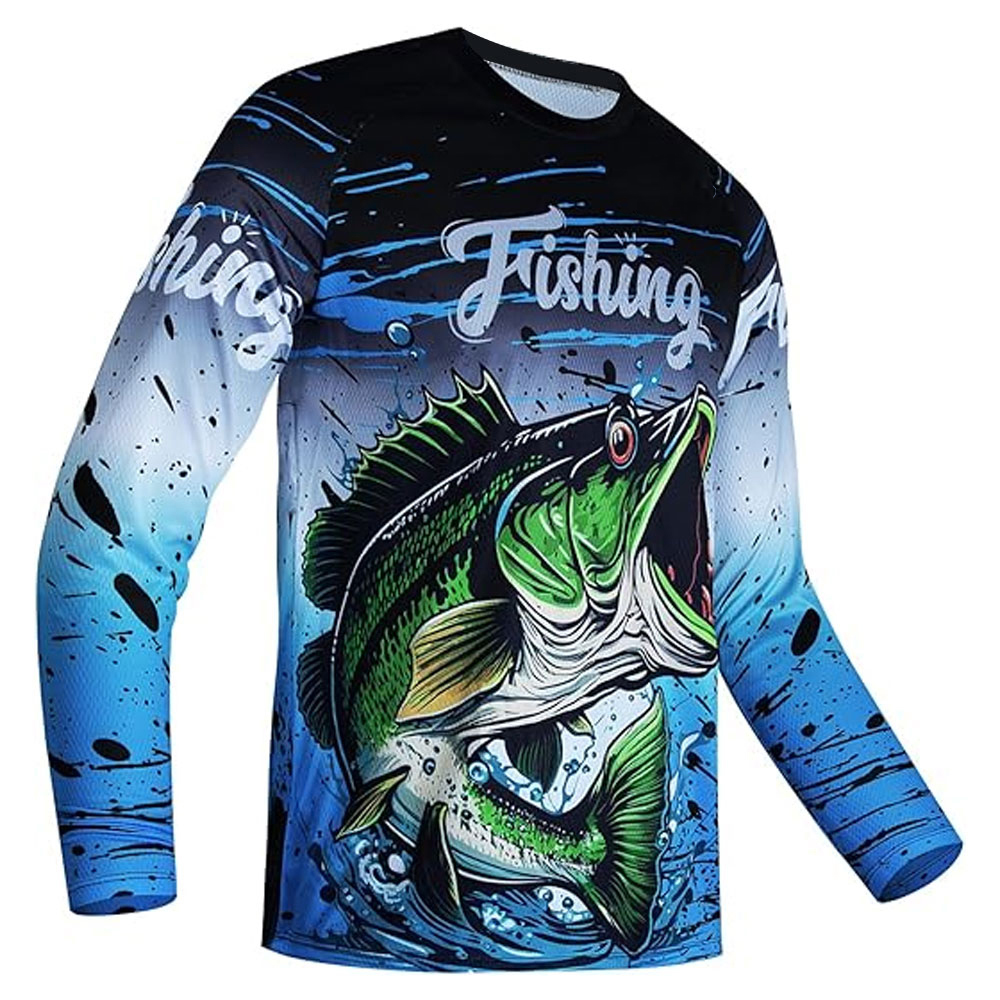 04-13 Mens Fishing Shirt Long Sleeve, Fishing Jerseys Fish Tshirts - Breathable, Cooling, Light-Weight - Image 1
