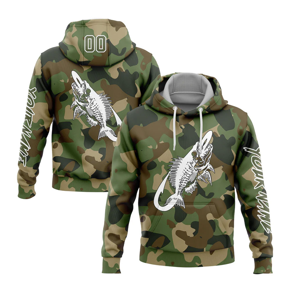04-16.jpg Custom Stitched Camo Olive-White 3D Fish Hook Skull Fishing Sports Pullover Sweatshirt - Image 1