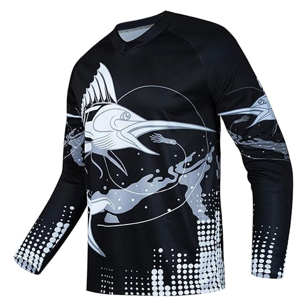 07-6 Mens Fishing Shirt Long Sleeve, Fishing Jerseys Fish Tshirts - Image 1