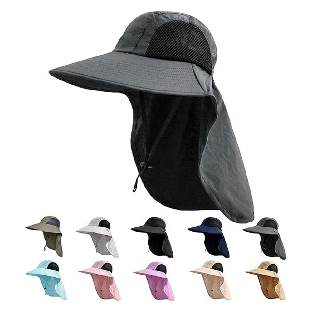 15-1-1.jpg un Hat for Men Women with Neck Flap,UPF 50+ UV Protective Hiking Fishing Hats, - Image 1