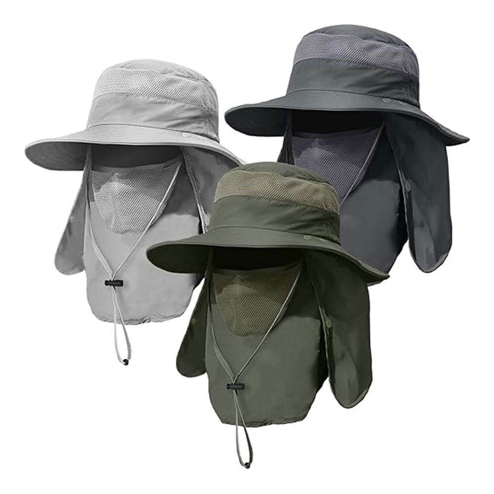 17-1.jpg 3 Pack Mens Outdoor Wide Brim Fishing Hat,UPF 50+ Sun Protection - Image 1